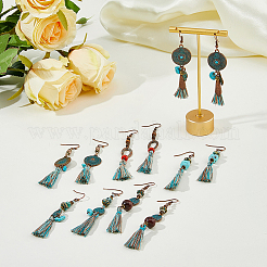 6 Pairs 6 Styles Ethnic Polyester Tassel Dangle Earrings&nbsp;EJEW-FI0003-03