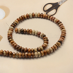 1 Strand Rondelle Natural Picture Jasper Beads Strands&nbsp;G-PA0001-67