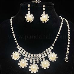 Alloy Rhinestone & Imitation Pearl Bracelets & Earrings & Necklaces & Rings Sets for Women&nbsp;FS-WG00956-01