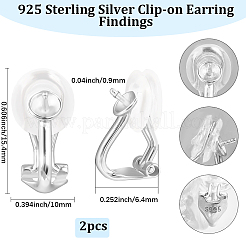 1 Pair 925 Sterling Silver Clip-on Earring Findings&nbsp;STER-BBC0008-46
