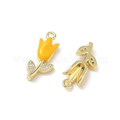 Brass Micro Pave Clear Cubic Zirconia and Enamel Charms&nbsp;KK-A300-22G-03