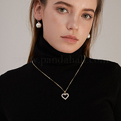 2Pcs 2 Colors Rhinestone Hollow Heart Pendant Necklace with Brass Chains for Women&nbsp;NJEW-AN0001-70