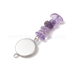 304 Stainless Steel & Natural Mixed Gemstone Pendant Cabochon Settings&nbsp;AJEW-JB01572