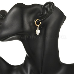 202 Stainless Steel & Natural Baroque Pearl Hoop Dangle Earrings&nbsp;EJEW-JE07334
