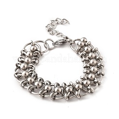 304 Stainless Steel Ball Rings Link Bracelets for Women&nbsp;BJEW-F488-17P