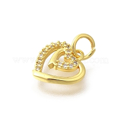 Brass Micro Pave Clear Cubic Zirconia Pendants&nbsp;KK-M297-14G