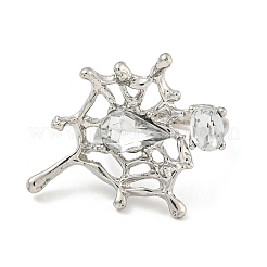 Zinc Alloy Rhinestone Cuff Rings for Women&nbsp;RJEW-Z048-07P-01