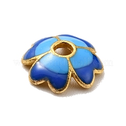 4-Petal Alloy Enamel Bead Caps&nbsp;FIND-G029-06G-04