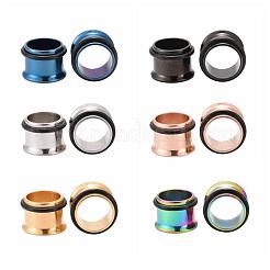 12Pcs 6 Colors 316 Surgical Stainless Steel Screw Ear Gauges Flesh Tunnels Plugs&nbsp;STAS-YW0001-16B