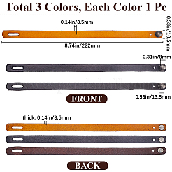 3Pcs 3 Colors Leather Wide Cord Bracelets with Alloy Button&nbsp;BJEW-GF0001-26