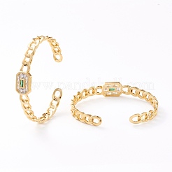 Brass Micro Pave Cubic Zirconia Cuff Bangles&nbsp;BJEW-Z001-01A