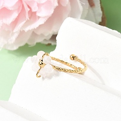 Adjustable 304 Stainless Steel Natural Other Jade Cuff Open Rings&nbsp;RJEW-P187-01G-05