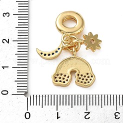 Brass Micro Pave Cubic Zirconia Sun Moon Rainbow European Dangle Charms&nbsp;KK-D221-05G