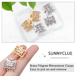 6 Sets 2 Colors 3-Strand 6-Hole Brass Filigree Box Clasps&nbsp;KK-SC0002-98