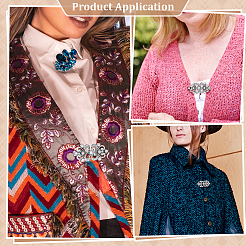 4Pcs Flower Alloy & Glass Cardigan Clips&nbsp;AJEW-PH0006-66AS