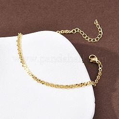 Brass Curb Chain Bracelets for Women&nbsp;BJEW-C140-14G