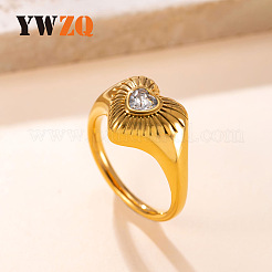 304 Stainless Steel Pave Cubic Zirconia Finger Rings&nbsp;WG685BA-01