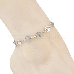 304 Stainless Steel Hollow Spiral Link Chain Anklets&nbsp;AJEW-AN00848-02