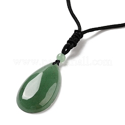 Natural Green Aventurine Pendant Necklace with Nylon Cord for Women&nbsp;NJEW-L464-A07
