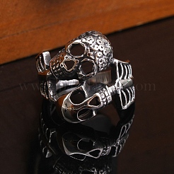 Non-Tarnish Steam Punk Style 316L Surgical Stainless Steel Skull Finger Rings&nbsp;SKUL-PW0005-07D