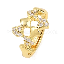 Brass Micro Pave Cubic Zirconia Adjustable Finger Rings for Women&nbsp;RJEW-Z113-27G