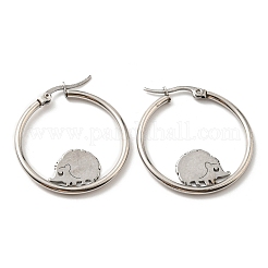 Non-Tarnish 304 Stainless Steel Hedgehog Beaded Hoop Earrings&nbsp;LS-EJEW-F320-02P