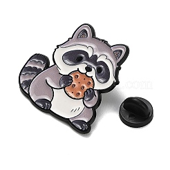 Cute Raccoon Eating Cookie Enamel Pins&nbsp;JEWB-K040-05EB