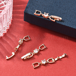 12Pcs Brass Clear Cubic Zirconia Fold Over Clasps&nbsp;KK-BBC0021-35
