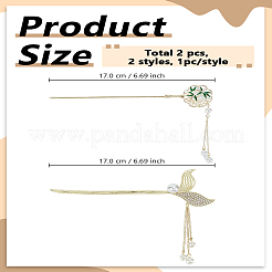 2Pcs 2 Styles Alloy Enamel Hair Sticks&nbsp;OHAR-LP0004-10