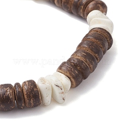 Natural Coconut & Magnesite Chip Beads Stretch Bracelets for Men Women&nbsp;BJEW-JB12457-02