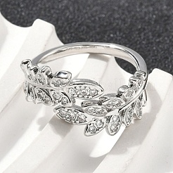 Brass Micro Pave Cubic Zirconia Cuff Rings for Women&nbsp;RJEW-D322-05P