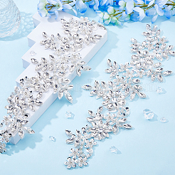 Acrylic Rhinestone Flower Appliques&nbsp;PATC-WH0017-03