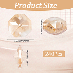 240Pcs Electroplate Glass Faceted Octagon Links Connector Charms&nbsp;EGLA-SP0001-43B