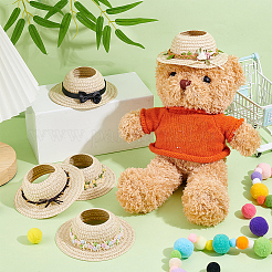 5Pcs 5 Styles Papyrus & Polyester Doll Hat&nbsp;AJEW-PH0008-42