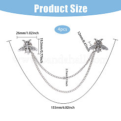 4Pcs Bee Alloy Hanging Chain Brooch&nbsp;FIND-CA0011-13AS