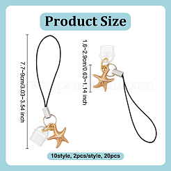 20Pcs 10 Style Alloy Mobile Straps&nbsp;HJEW-OC00110