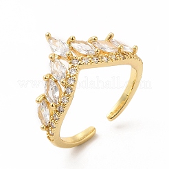 Clear Cubic Zirconia Crown Open Cuff Ring with Glass&nbsp;KK-A180-44G