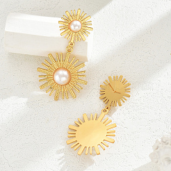 Fashion 201 Stainless Steel Flower Dangle Stud Earrings&nbsp;HU8557