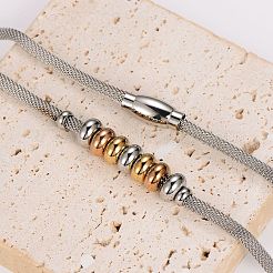 Stainless Steel Rondelle Beaded Pendant Necklaces&nbsp;EE6114