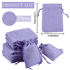 Polyester Imitation Burlap Packing Pouches Drawstring Bags&nbsp;ABAG-BBC0001-02A-03
