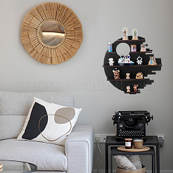 5-Tier Multipurpose Crescent Moon Wood Wall Mounted Minifigures Organizer Display Shelf&nbsp;ODIS-WH0038-169