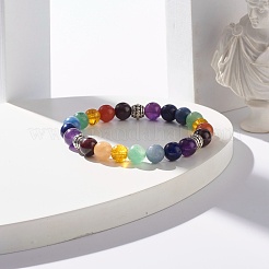 Natural Mixed Stone Round Beads Stretch Bracelet&nbsp;BJEW-JB07469-03
