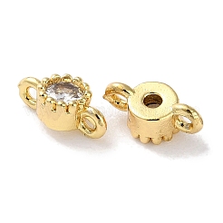 Rack Plating Brass Pave Clear Cubic Zirconia Connector Charms&nbsp;KK-Z039-38G