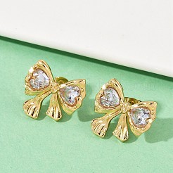 Bowknot 304 Stainless Steel Glass Stud Earrings&nbsp;EJEW-M105-02G