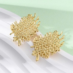 Woven Rhombus Brass Stud Earrings&nbsp;EJEW-R025-19G