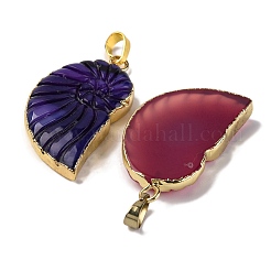 Natural Agate Crystal Electroplate Conch Pendants&nbsp;G-F168-14-M