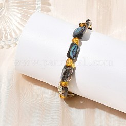 Natural Paua Shell & Amber Beaded Bracelets&nbsp;BJEW-JB14178