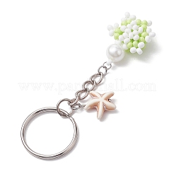 Tortoise Glass Seed Beads Pendant Keychain&nbsp;HJEW-MZ00105-03