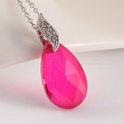 Faceted Teardrop Brass Glass Pendants&nbsp;PALLOY-JF00143