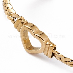 304 Stainless Steel Hollow Out Heart Link Bracelet with Cuban Link Chains for Women&nbsp;BJEW-P284-01G